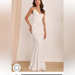 White sequin gown Lulus NWT